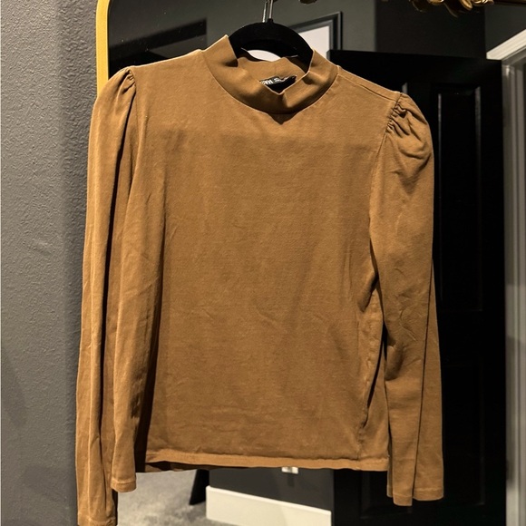 Zara Camel Long Sleeve Blouse - Picture 1 of 3